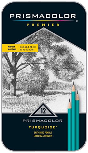 Prismacolor Premier Turquoise Graphite Sketching Pencils, Medium Leads, 12 Pack - style: Sketching Pencils