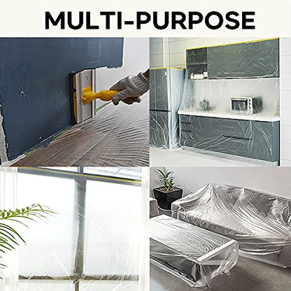 30 Pieces Plastic Drop Sheets for Painting, Waterproof and Dust-Proof Clear Cloth for Furniture Cover, 9x12 Feet Tarps - size: 30 Pieces