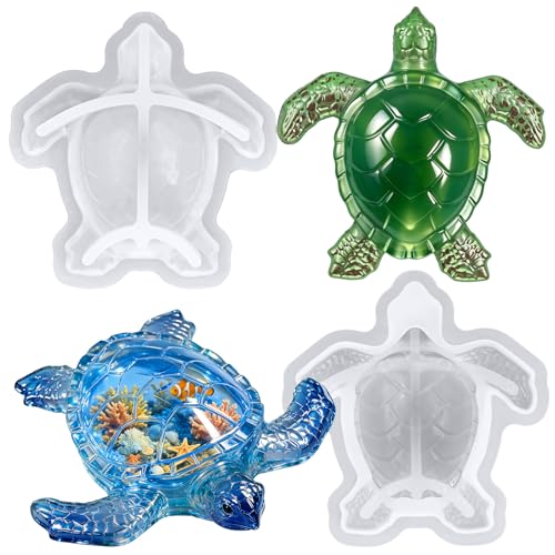 Sea Turtle Resin Molds, 2 Pack Ocean Animal Resin Crafting Molds | 3D Sea Turtle Silicone Molds for Epoxy Resin Casting, Candle Soap Making, DIY Home Decor, Birthday & Handmade Gift - color: 2 Pcs sea turtle resin molds