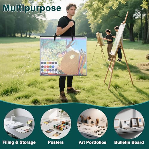 2 Pack Bulletin Board Poster Storage Bag, Art Portfolio Bag, Portfolio Folder for Artwork, Artwork Storage Case for Poster, Bulletin Board, Scrapbook, Keepsake and Teaching Materials (26'' x 20'')