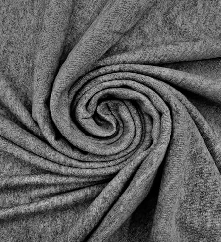 EOVEA - Cotton Spandex Fabric by The Yard - 4 Way Stretch Jersey Knit - Spandex & Cotton T-Shirt Fabric - Lightweight, Breathable - 60" Wide Roll| 10 oz(Charcoal Grey, 1 Yard) - color: Charcoal, size: 1 Yard