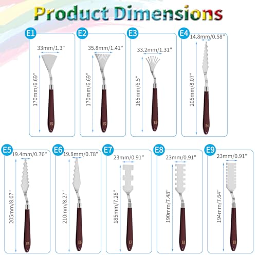 9 Pcs Palette Knife, Odd-Tooth Art Spatula, Baking Paint Handle | Stainless Steel Painting Knife Set, Oil Paint Metal Knives, Pallet Painting Knives for Oil, Acrylic and Canvas Drawing