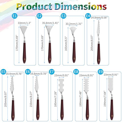 9 Pcs Palette Knife, Odd-Tooth Art Spatula, Baking Paint Handle | Stainless Steel Painting Knife Set, Oil Paint Metal Knives, Pallet Painting Knives for Oil, Acrylic and Canvas Drawing