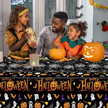4 Pack Halloween Tablecloth 54 x 108 Inch Pumpkin Spider Web Table Cover - color: Halloween, size: 4pcs 54x108 in