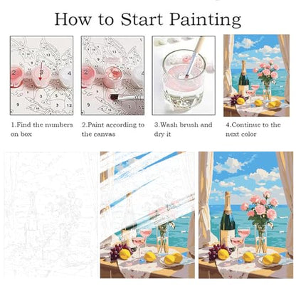 ZRIZQ Landscape Paint by Numbers Kit for Adults Beginner,Flowers Sea,16x20 | Full set with wooden brushes,rolled canvas,rich paints.Calming activity.Beginner friendly.Just open and paint. - color: 16"X20"Rolled Canvas-Flowers 1