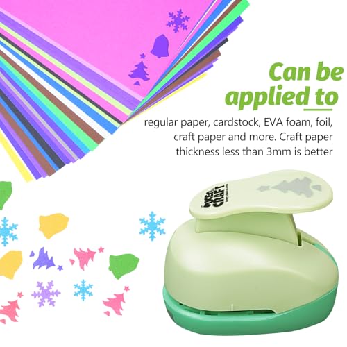 Hole Punch 1 Inch Craft Christmas Snowflakes Bells Shapes with 30PCS Paper - style: 3 Diffrent Shapes Punch & 30 Craft paper