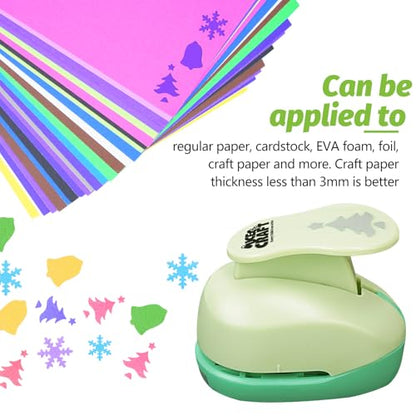 Hole Punch 1 Inch Craft Christmas Snowflakes Bells Shapes with 30PCS Paper - style: 3 Diffrent Shapes Punch & 30 Craft paper