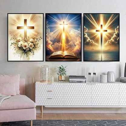 3 Pack Diamond Art Kits for Adults, Cross Diamond Painting Kits 12X16 Inch - color: 3 Pack Christ Cross, size: 11.8x15.7in(30x40cm)
