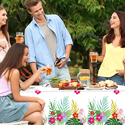 PATIAI 3 Pack Hawaiian Luau Tablecloths,Summer Themed Birthday Table Covers