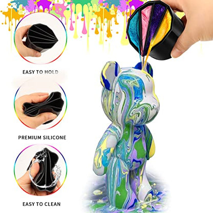 6 PCS Split Cups for Paint Pouring, Flower Pour Cups, Acrylic Fluid Painting Supplies Kit for DIY and Creating Patterns
