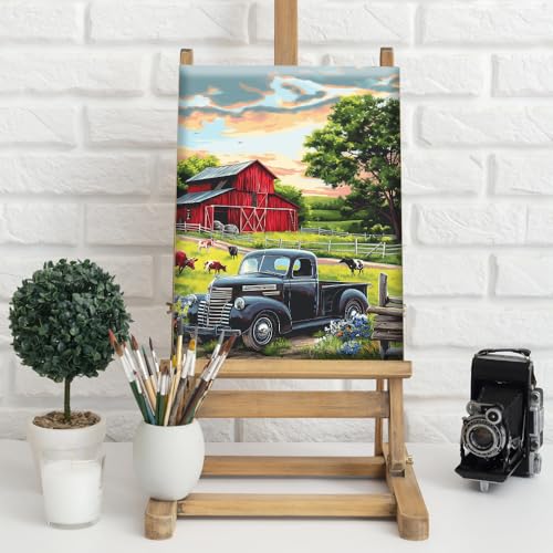 Natuyalo Paint by Numbers for Adults with Frame Farm Landscape - 12"x16" Art Craft Painting by Number Kits for Beginner Acrylic Pigment DIY Canvas Stretched Framed - color: Color-06