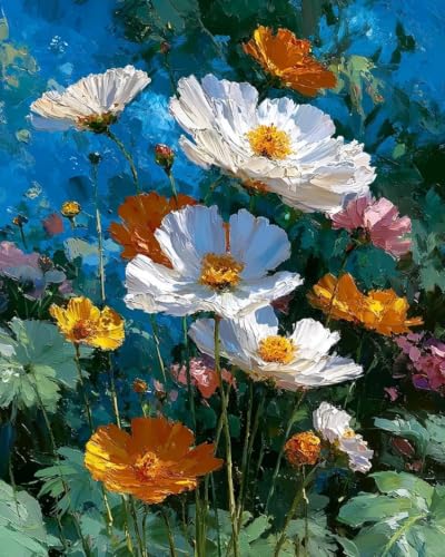 ZRIZQ Flowers Paint by Numbers Kit for Adults Beginner,Daisy, 16x20 | Full set with wooden brushes,rolled canvas,rich paints.Calming activity.Beginner friendly.Just open and paint. - color: 16"X20"Rolled Canvas-Daisy