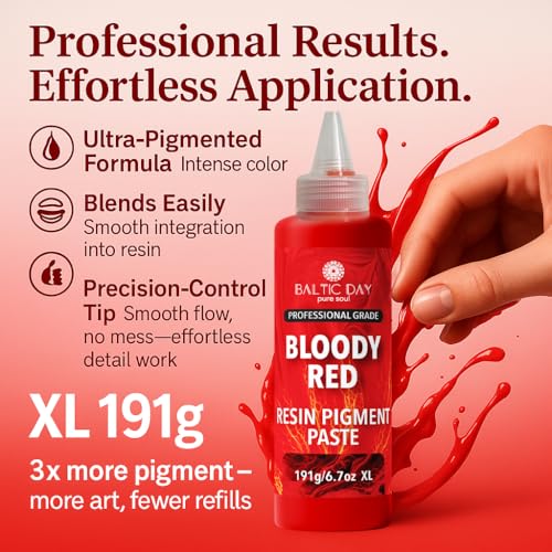 Bloody Red Epoxy Resin Pigment Paste XL (191g/6.7oz) – Opaque Epoxy Dye & High Concentration Coloring Paste, Mica Powder Alternative for Resin Art, Jewelry, Tumblers, River Tables & Crafts - color: Bloody Red XL