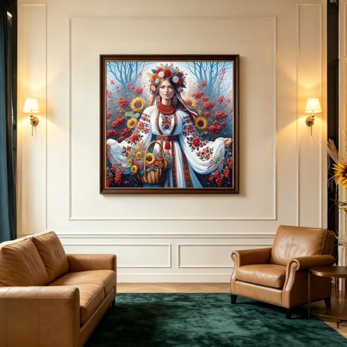 CHWGLFGG 5D Woman Diamond Art Kits for Adults Beginners 13.8x13.8 Inch - color: KM1074-1
