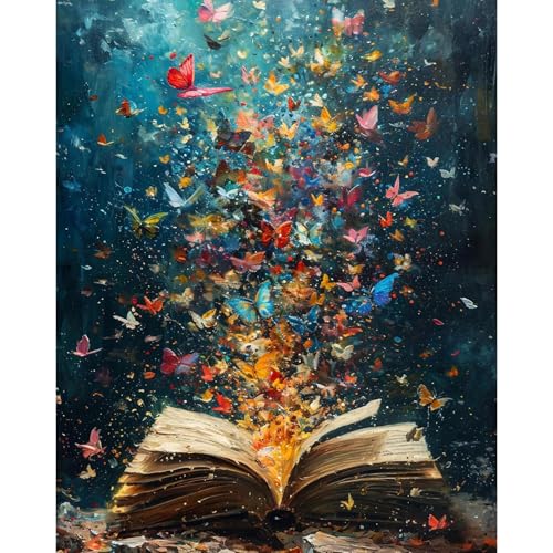 PHANTASYART Book Paint by Numbers Kit for Adults 16x20inch | Book Adult Paint by Numbers, Books Canvas Paint by Numbers for Adults, DIY Acrylic Paint Kit for Gifts Home Decor - color: Vintage Book, size: 16x20inch