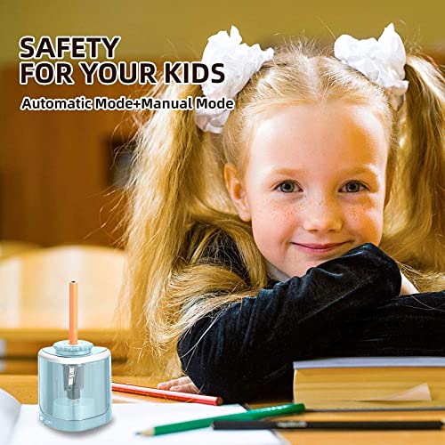 Aogwat Pencil Sharpener Electric Pencil Sharpener for Kids, Blade to Fast Sharpen, Suitable for No.2/School/Classroom/Office/Home (Blue) - color: Bule
