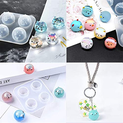 2Pcs Silicone Resin Molds for Jewelry Keychain Pendent Necklace, Cute Animal Orbs Piglet Chicken Bear Shape Ornaments Casting Molds for UV Resin Crafts, DIY Jewelry Making (Mirror & Matt) - size: 2pcs Animal