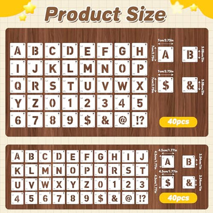 80Pcs Letter Stencils Reusable Letter Number Stencils for Painting,1,2Inch | Reusable Small Plastic Alphabet Number,Drawing Stencil,on Wood,Fabric,Wall, Rock,Art Project Chalkboard - size: 1,2Inch