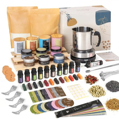 SAEUYVB Candle Making Kit for Adults,Candle Making Supplies with Wax Melter | Beginner-friendly,Complete Starter Candle Kit with 3 lbs Soy Wax,10 Candle Jars,10 Scents,Dyes and More, Perfect forDIY Craft - size: 10 pcs candle tins kit with melter