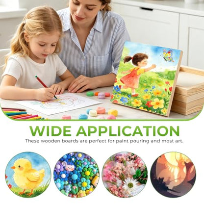 FSWCCK 5 Pack 9 x 9 inch Wood Panel Boards, Unfinished Wood Canvas Panels for Crafts, Painting Canvas, DIY Art Projects, Pouring, Arts Use with Oils, Acrylics - size: 9"X 9" 5 Pack