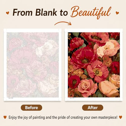 AUKELHJ Paint by Numbers Kit for Adults Beginner, Poppy, 16X20 Inch - color: 18-Poppy