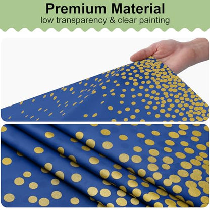3 Packs Dot Disposable Table Cloth, 54 x 108 Inch Waterproof Plastic Tablecloth, Rectangle Gold Dots in Navy Table Covers for Picnic, Birthday, Party and Back to School - color: Gold in Navy, size: 54" x 108"