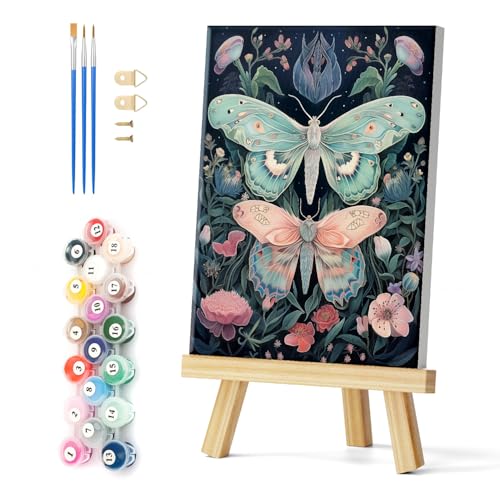 Natuyalo Framed Paint by Number for Adults Beginners, Animals DIY Paint by Numbers Kits for Adults with Frame, Butterflies and Flowers Acrylic Painting Kit on Canvas 12x16 Inch - color: Color-04