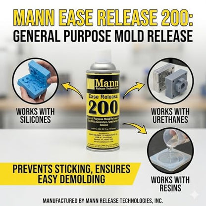 Mann Ease Release 200, 14 Fluid Ounce Aerosol Can – Professional Mold Release Agent for Composite, Rubber & Plastic Molding