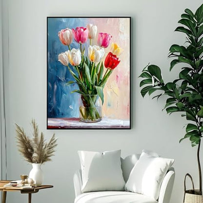 Gemozaic Tulip Paint by Numbers Kit for Adults, Rolled Canvas, 12 x 16 in - color: MT22995