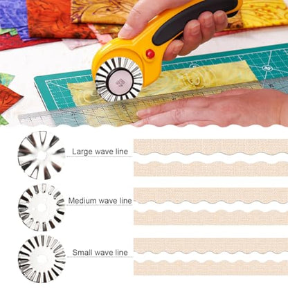 Evponk 9 Pcs 45mm Pinking Rotary Cutter Blades, Wavy Rotary Cutter Replacement Blades for Cutting Quilting Cloth, Leather and Paper