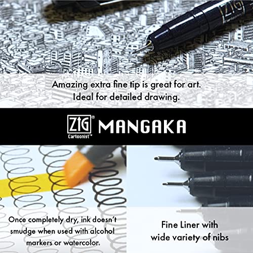 Kuretake Zig Inktober pen set, for Illustration, Manga Drawing, Lettering and Calligraphy, Professional Artist, Made in Japan (Basic No.2(5pcs.)) - style: Basic No.2(5pcs.)