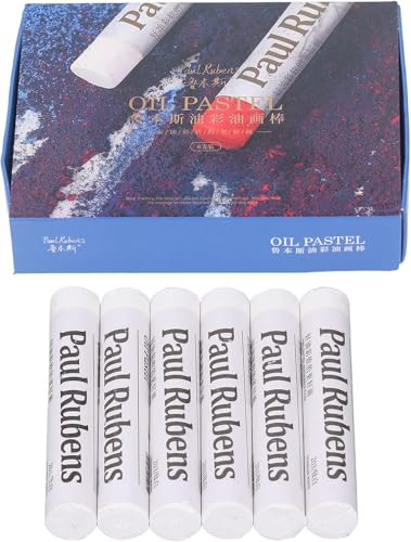 Zerodis White Oil Pastels Set,6 Pcs Unique Texture Soft Artist White Oil Pastels Dry Pastels Set Painting Art Supplies for Professional Drawing Art