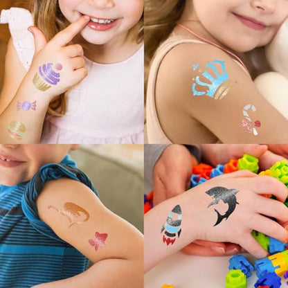 183 PCS Temporary Tattoos Stencils for Kids, Boys Girls Glitter Tattoo Stencils Kit, Body Face Paint Stencils Template for Kids School Show Birthdays Christmas Halloween Party Supplies