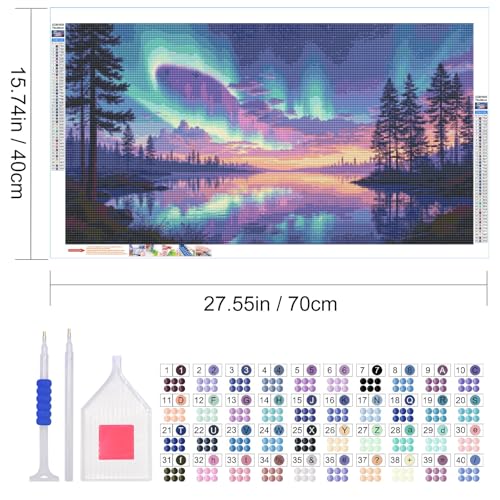 JOOZ Large Diamond Art Kits for Adults DIY 5D Aurora Diamond Painting Kits for Adults Full Drill Landscape Diamond Painting Scenery Gem Art Kits for Gift Home Wall Decor 27.5x15.7 Inch - color: Aurora 033