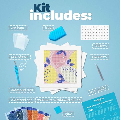 LuwoArte 6 Pack Diamond Painting Kits for Adults and Kids – Modern pop Art Style – Full Drill DIY Paint Gem Art – Brilliant 5D Diamond Painting Kit – Relaxing Craft for Home Wall Décor (Vibe) - color: Vibe
