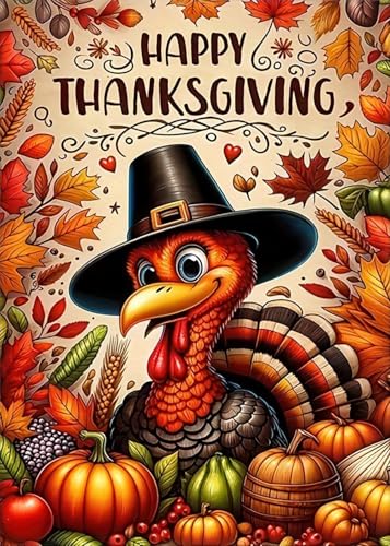 Happy Thanksgiving Turkey Pumpkin Diamond Art Painting Kits for Adults, Diamond Painting Kits for Adults Beginners, 5D DIY Full Drill Diamond Dot Gem Art Kits for Adult, Home Wall Decor 11.8x15.7 Inch - color: Thanksgiving Turkey Pumpkin