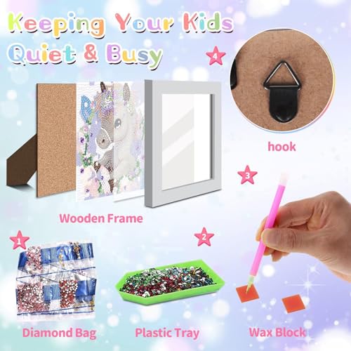 Horse Diamond Art Painting Kits for Kids with Frame Ages 4-8-12 (7x7 inch) - color: CC298