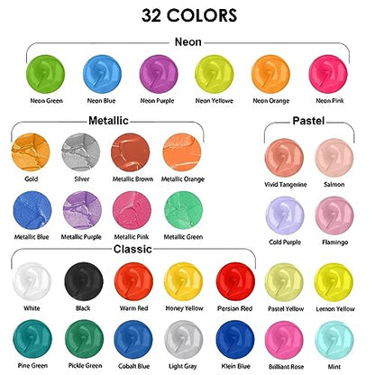 Funto Acrylic Pouring Paint Set, 36 Bottles, with Silicone Oil, High Flow, Pre-Mixed, Art Supplies for Pouring on Canvas, Glass, Wood, Tile, Rocks - color: COLORFUL