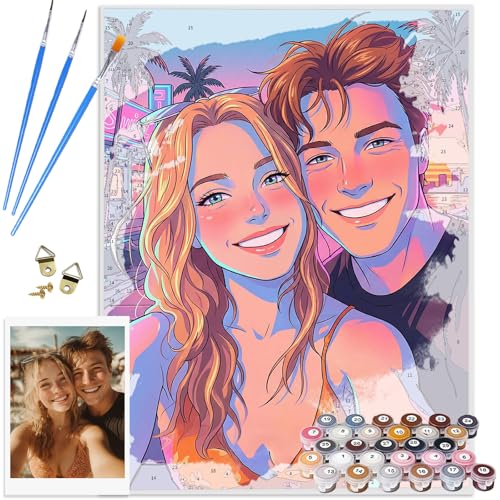 Takuno Custom Paint By Numbers Kit for Adults Beginners Personalized Portrait Change Photo Style Oil Painting Art Kits Valentines Gift for Him Her Wall Decor Friends Family Lover, CityPop - color: CityPop
