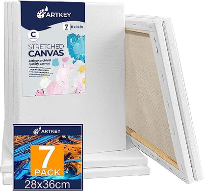 Stretched Canvases for Painting 11x14 Inch 7-Pack, 10 oz Triple Primed Acid-Free 100% Cotton Blank Canvas, Art Canvases for Oil Paint Acrylics Pouring & Wet Art Media, Pour Painting - size: 11"x14"(7-Pack), style: Studio
