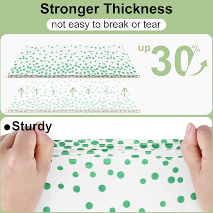 3 Packs Dot Disposable Table Cloth, 54 x 108 Inch Waterproof Plastic Tablecloth, Rectangle Green Dots in White Table Covers for Picnic, Birthday, Party and Back to School - color: Green in White, size: 54" x 108"
