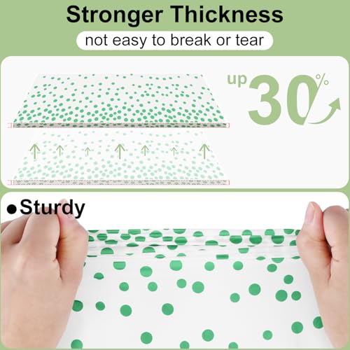 3 Packs Dot Disposable Table Cloth, 54 x 108 Inch Waterproof Plastic Tablecloth, Rectangle Green Dots in White Table Covers for Picnic, Birthday, Party and Back to School - color: Green in White, size: 54" x 108"