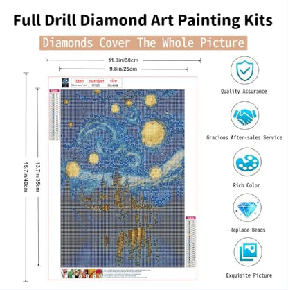 PINFFSHU Starry Night Diamond Painting Kits for Adult Beginners - color: blue