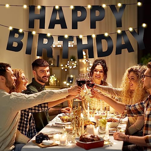 TaoBary 112 Pcs DIY Banner Letters Kit with Numbers,Bright Black | 107 Glitter Letters Numbers with Rope and Needle, Reusable for Birthday, Halloween, Christmas, Wedding, Valentine Decor - color: Bright Black