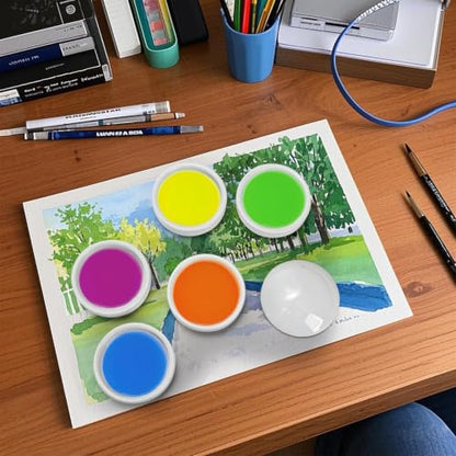 2 Pack Ceramic Watercolor Painting Palette,5 Layers Stackable Watercolor Mixing Trays Set for Watercolor, Gouache, Acrylic, Art Students & Professionals