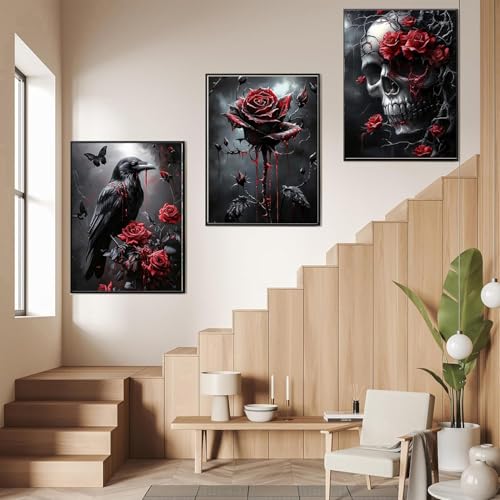 3-Pack Halloween Diamond Art Kits for Adults, Diamond Painting 12x16 Inch - color: DD018