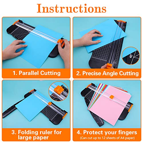 Famomatk 23PCS Weeding Tools for Vinyl, Craft Weeding Tools Set with 12Inch Paper Cutter and Trimmer for Scrapbooking,Silhouettes,Cameos,Lettering,Cutting,Craft Paper, Labels and Cardstock(Black) - color: Black