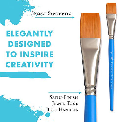 Princeton Select Artiste Flat Wash Brush, Synthetic, Short Handle, Size 3/4 inch, 1 Count - size: Size 3/4 inch