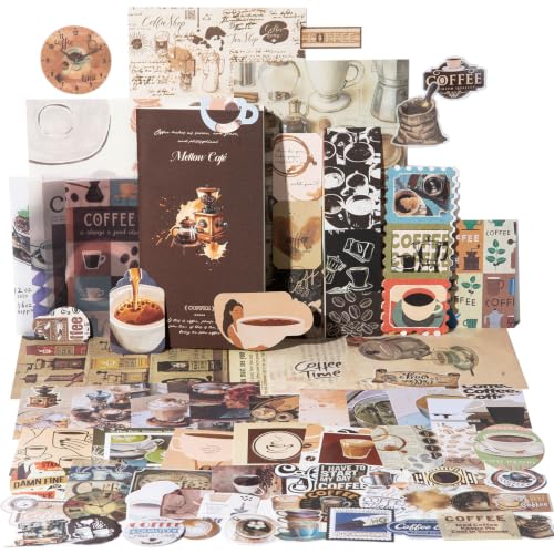 YagCu Coffee Scrapbook Kit, Vintage Junk Journal Supplies for Adults | Scrapbooking and Journaling Materials for Beginners, Planner DIY Arts Craft - color: Coffee