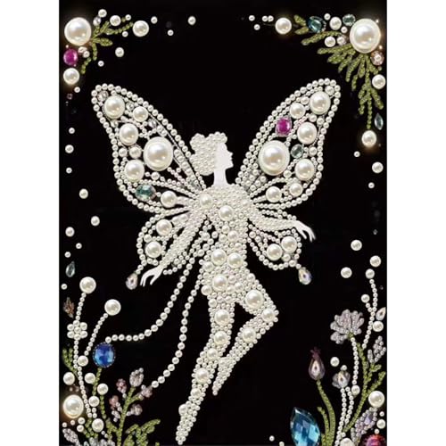 3D Diamond Art Kits for Adults,12 X 16in Diamond Painting Kit for Beginners | Pearl Butterfly Fairy Diamond Painting Kits for Aduls,DIY Gem Art Pearl Painting Kit for Adults Home Wall Decor - color: DZ912